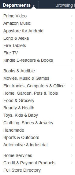 amazon categories